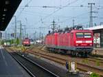 Einige 143er stehen auf verschiedenen Nebengleisen in Nürnberg Hbf.